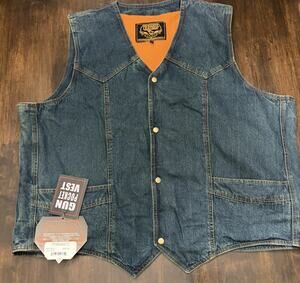 Milwaukee Leather DM1310 Gun Pocket Men's Denim Biker's Riding Vest, Size 6XL
